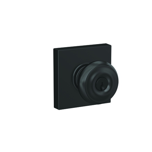 Schlage F51AGEO622COL Schlage Georgian Knob with Collins Rose Keyed Entry Lock, Matte Black
