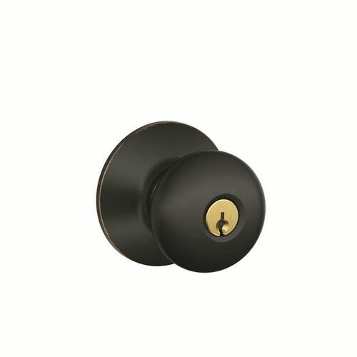 Schlage F51APLY716619 Plymouth Keyed Entry Knob Lock, C Keyway, Aged Bronze Finish
