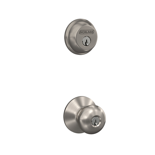 Schlage FB50PLY619 Plymouth Knob Combo Pack with 12334 Latch Dual Strikes, Satin Nickel