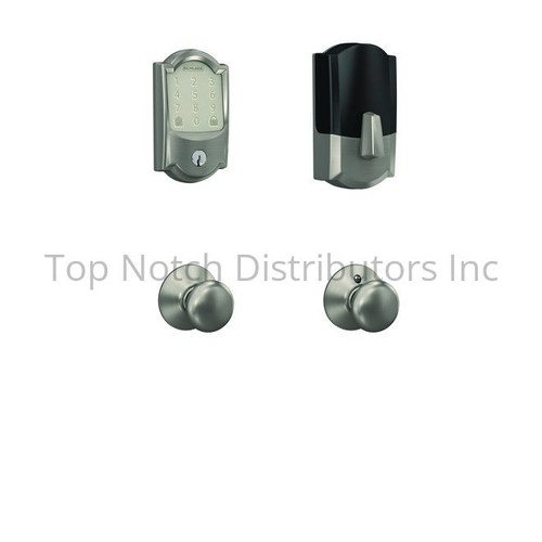 Schlage FBE489WBCCAM619PLY Camelot Encode Smart WiFi Touchscreen Deadbolt Plymouth Knob Combo Pack