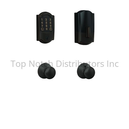 Schlage FBE489WBCCAM716PLY Camelot Encode Smart WiFi Touchscreen Deadbolt Plymouth Knob Combo Pack