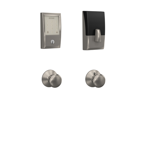 Schlage FBE489WBCCEN619PLY Century Encode Smart WiFi Touchscreen Deadbolt Plymouth Lock Combo, Satin Nickel