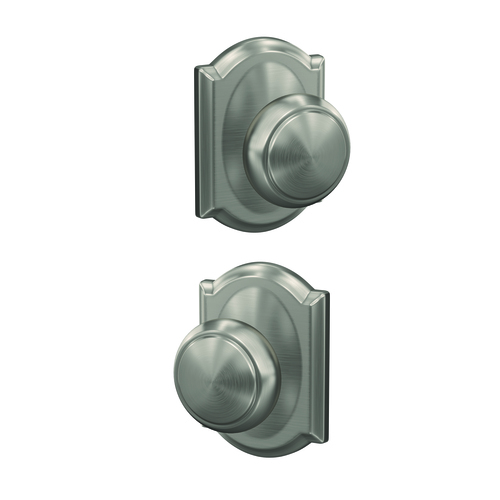Schlage FC172AND619CAM Schlage Andover Knob Camelot Rose Non-Turning Double Dummy Pair, Satin Nickel