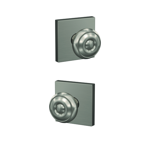 Schlage FC172GEO619COL Schlage Georgian Knob Collins Rose Non-Turning Dummy Pair, Satin Nickel