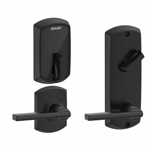 Schlage FE410FGRW4LAT622 Control Smart Interconnected Lock, Greenwich Trim, Latitude Lever, Matte Black