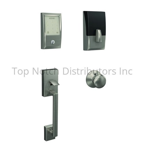Schlage FE489WBCCEN619PLY Century Encode Smart WiFi Touchscreen Deadbolt Handleset Combo, Satin Nickel