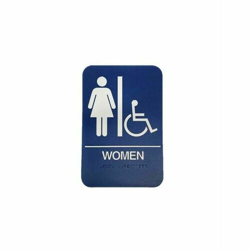 Don-Jo HS-9070-05 ADA Women's Handicap Bathroom Sign - Blue Finish