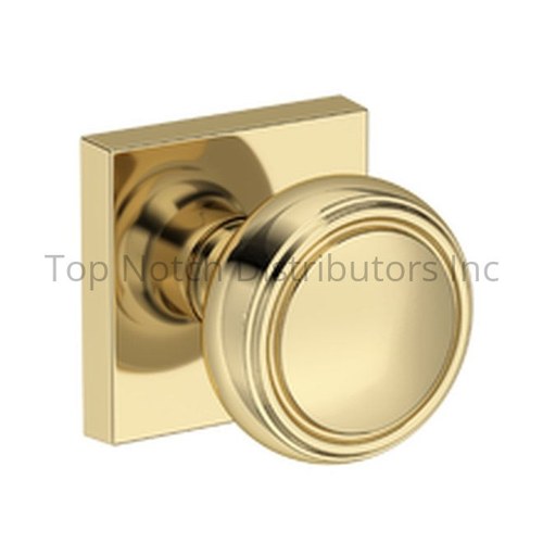 Baldwin PSBRECSR031 Bremerton Passage Knob Square Rose, 6AL Latch, Dual Strike, Brass Finish
