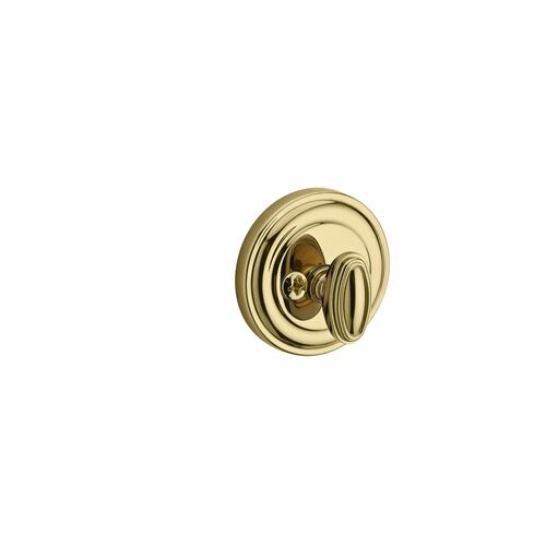 Baldwin PTTRD003 Traditional Round Deadbolt with 6AL Latch Dual Strike, Brass Finish