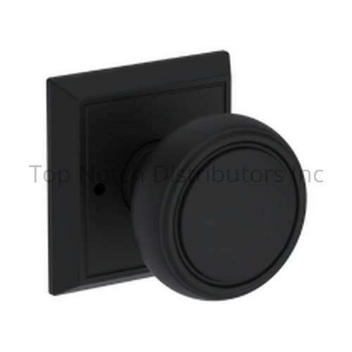 Baldwin PVBRECHR190 Bremerton Privacy Knob Square Rose, 6AL Latch, Dual Strike, Satin Black