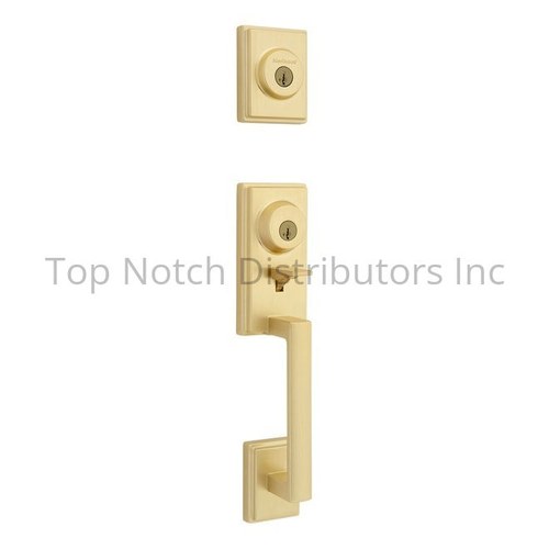 Kwikset RBP553PRHXHFLSQT-4S Peralta Single Cylinder 2-Point Handleset with Halifax Lever, Satin Brass