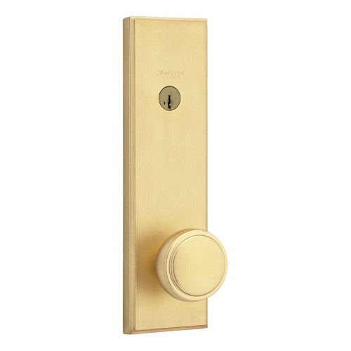 Kwikset RBP812SOKTRCT-4S Sora Knob Entry Set with Deadbolt Escutcheon, Satin Brass Finish
