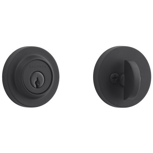 Baldwin SCCRD190S Contemporary Round Deadbolt, 6AL Latch, Dual Strike, SmartKey, Satin Black