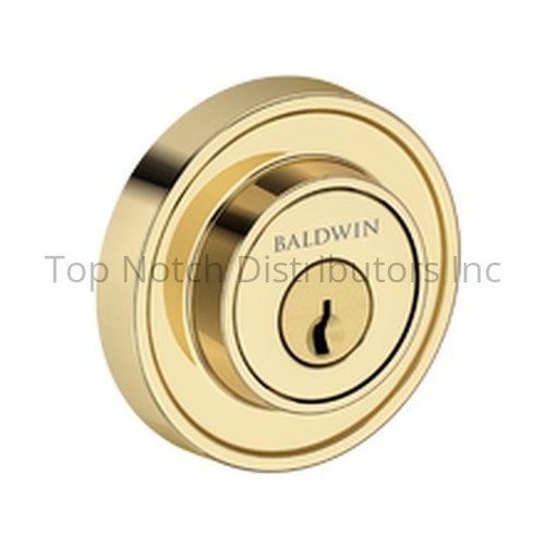 Baldwin SCRRD031 Recessed Round Deadbolt, Single Cylinder, 6AL Latch, Dual Strike, Brass Finish