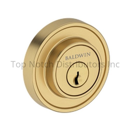 Baldwin SCRRD044 Recessed Round Deadbolt, Single Cylinder, Satin Brass Finish, Dual Strike