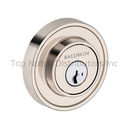 Baldwin SCRRD055SMC Single Cylinder Recessed Round Deadbolt, SmartKey, Bright Nickel Finish