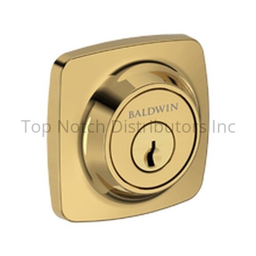 Baldwin SCSSD003 Single Cylinder Soft Square Deadbolt with Brass Finish and Dual Strike