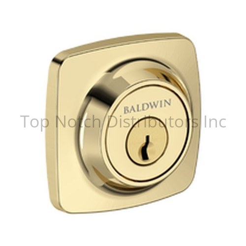 Baldwin SCSSD031 Single Cylinder Soft Square Deadbolt, 6AL Latch, Dual Strike, Brass Finish
