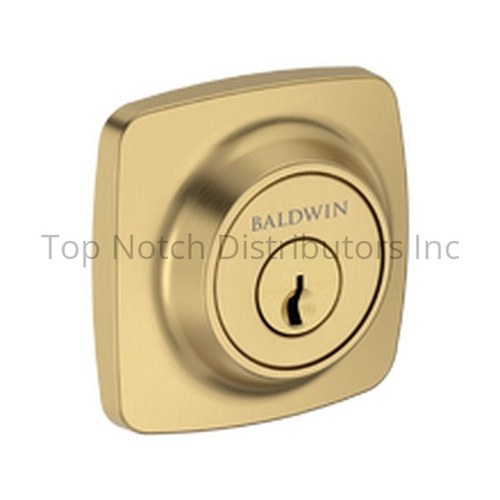 Baldwin SCSSD044 Single Cylinder Soft Square Deadbolt, Satin Brass Finish, Dual Strike