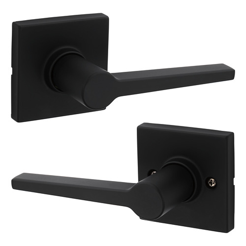 Safe Lock SL1000DALSQT-514 Daylon Square Rose Passage Lever Lock, RCAL Latch, RCS Strike, Matte Black