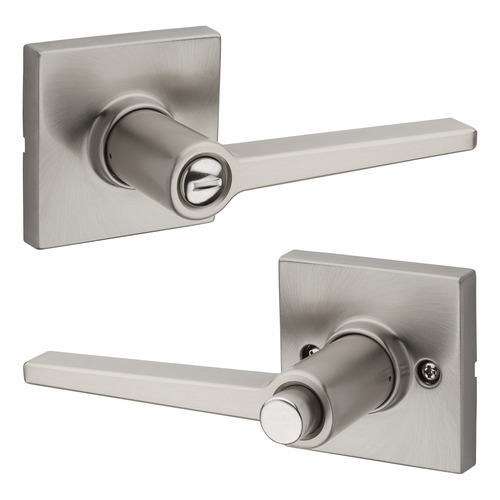Safe Lock SL4000DALSQT-15 Daylon Square Rose Privacy Lever Lock, Satin Nickel, RCAL Latch, RCS Strike