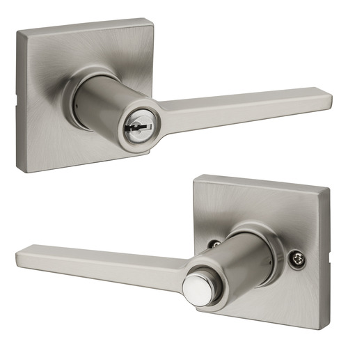 Safe Lock SL6000DALSQT-15 Daylon Lever Square Rose Push Button Entry Lock, Satin Nickel Finish