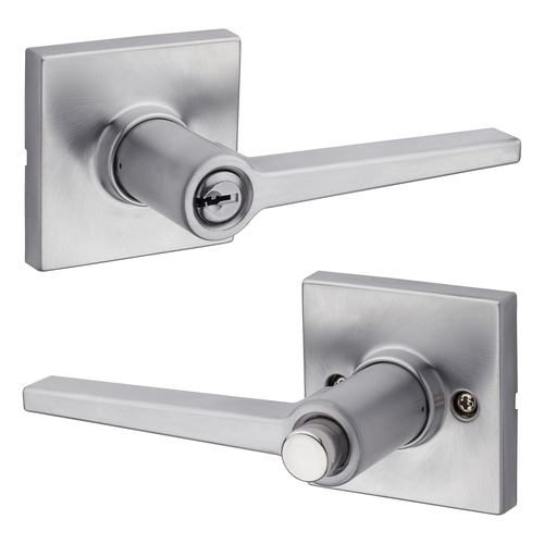 Safe Lock SL6000DALSQT-26D Daylon Lever Push Button Entry Lock, Square Rose, Satin Chrome Finish