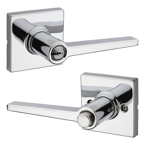 Safe Lock SL6000DALSQT-26 Daylon Lever Square Rose Push Button Entry Lock, Bright Chrome Finish