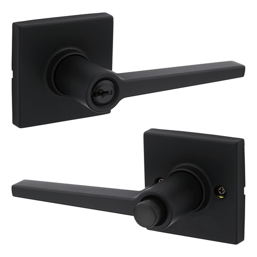 Safe Lock SL6000DALSQT-514 Daylon Matte Black Lever Entry Lock with Square Rose, RCAL Latch RCS Strike