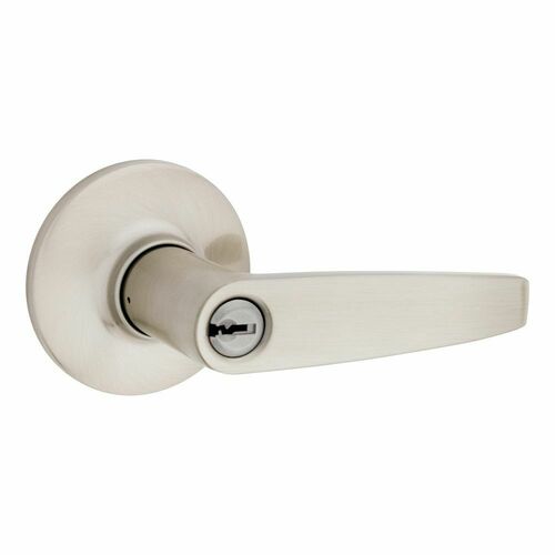 Safe Lock SL6000WI-15 Winston Lever Round Rose Push Button Entry Lock, Satin Nickel Finish