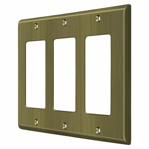 Deltana SWP4740U5 Triple Rocker Switch Plate - Antique Brass Finish