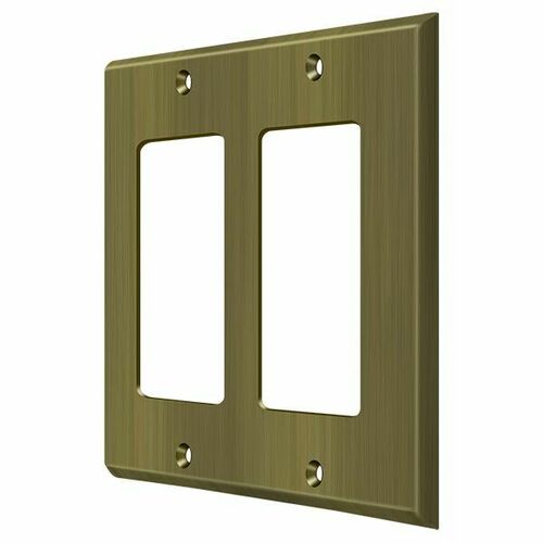 Deltana SWP4741U5 Antique Brass Double Rocker Switch Plate