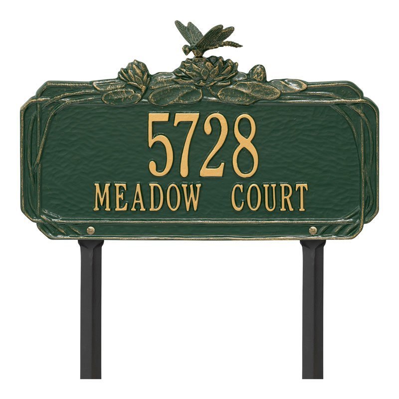 Custom Dragonfly Aluminum Garden Plaque 16.625"W x 10"H (2 Lines)