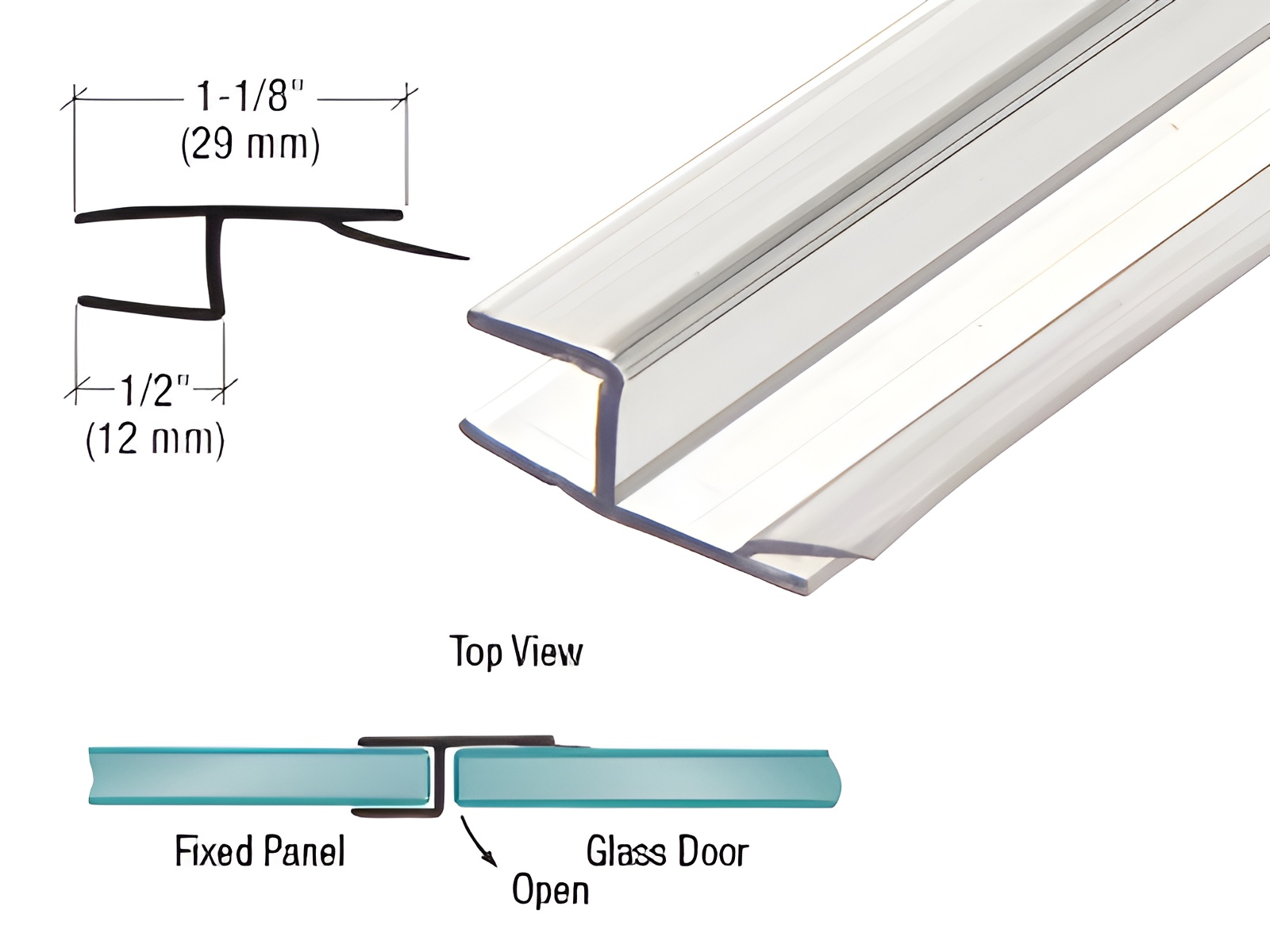 CRL P1801P Polycarbonate One-Piece Strike H-Jamb for 3/8