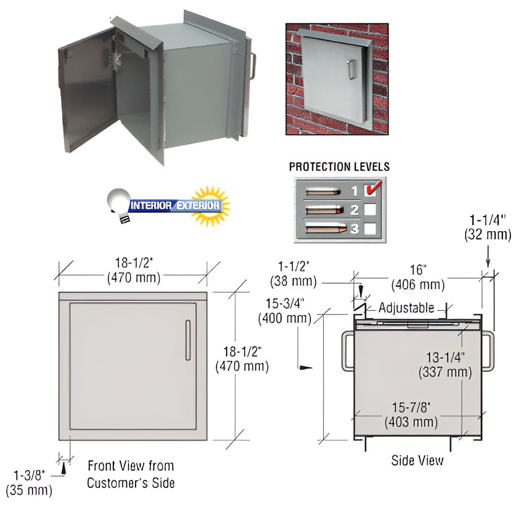CRL PPR1 Primed Package Receiver with Steel Door Protection Level 1 ...
