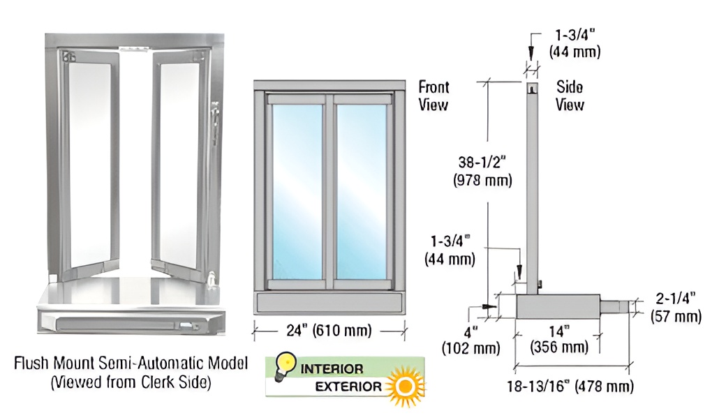 CRL SCBFW1A Satin Anodized Self-Closing Bi-Fold Service Window ...