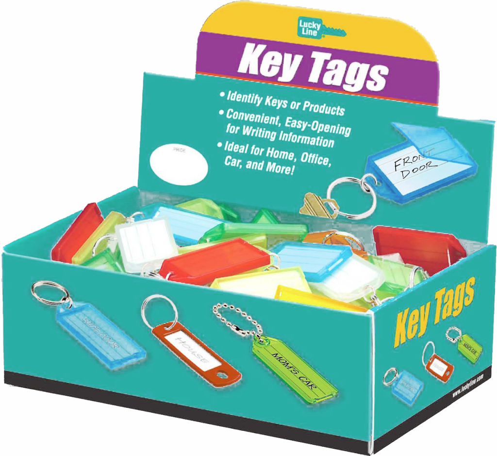 Luckyline 60500 Id Key Tag W/flap Ring Assorted 100/bx