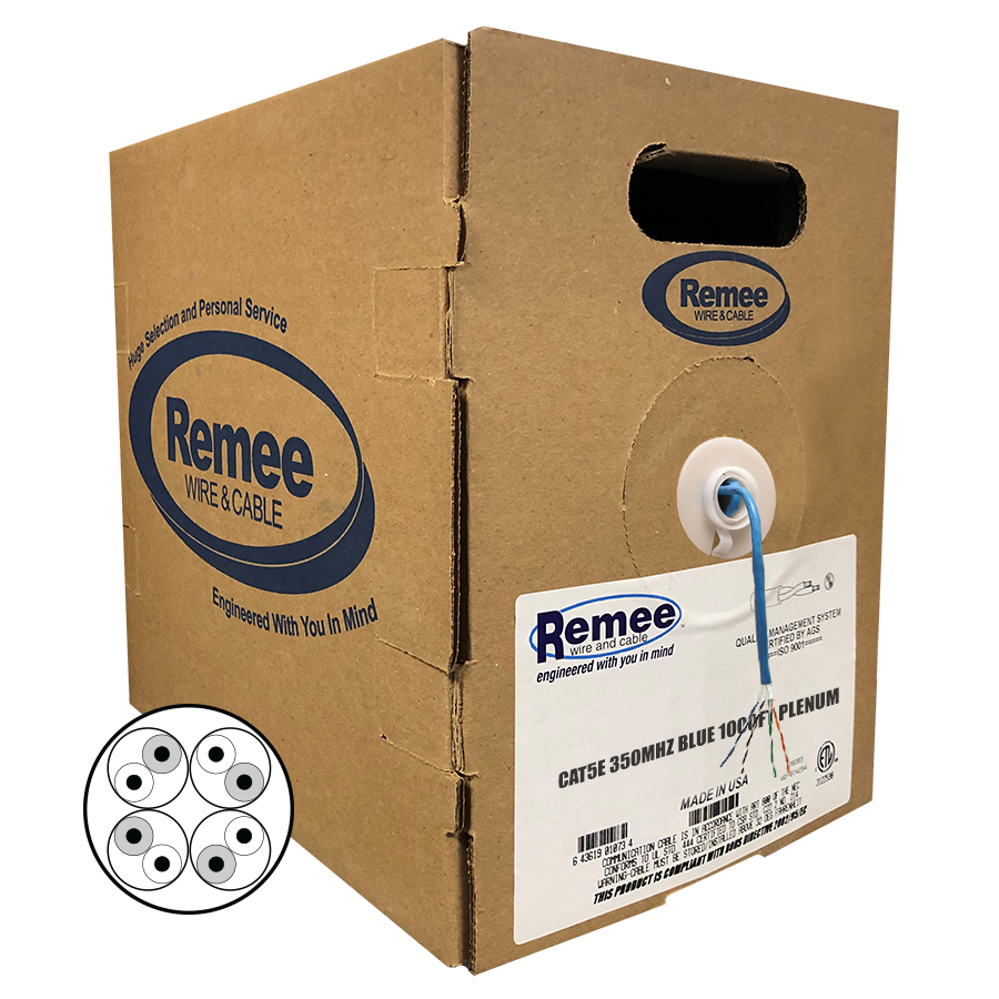 Remee CAT5E-350-PLEN-1000-BLUE Cat5e 350MHz 4 Pair 24AWG Unshielded ...