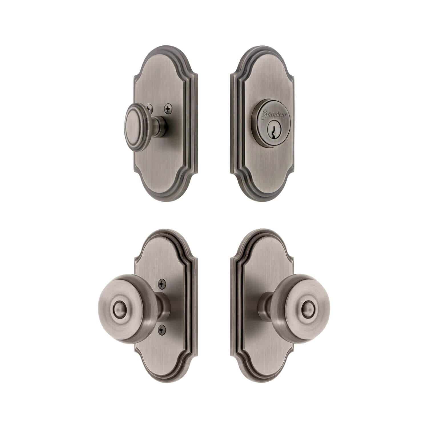 Grandeur 833798 Arc Short Plate Entry Set with Bouton Knob, Antique ...
