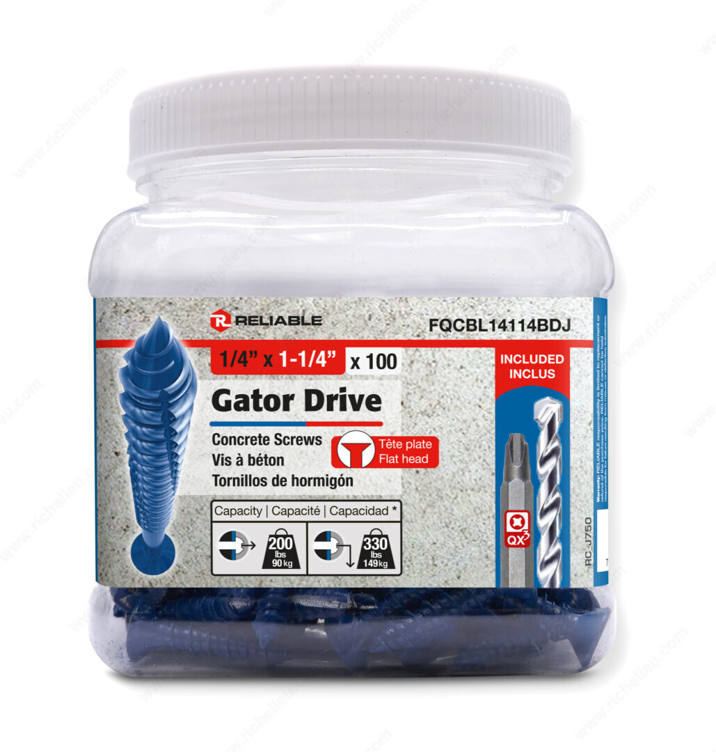 Richelieu FQCBL14114BDJ Concrete Screw with 1000 SST Coating, Flat Head ...